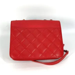 CHANEL Shoulder Bag leather Red WChain Double CC COCO Mark Women Used
