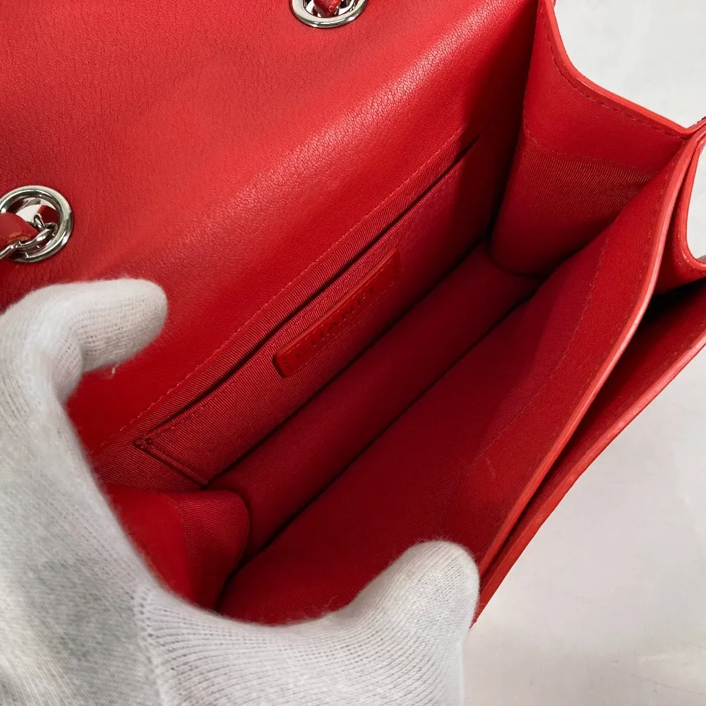 CHANEL Shoulder Bag leather Red WChain Double CC COCO Mark Women Used