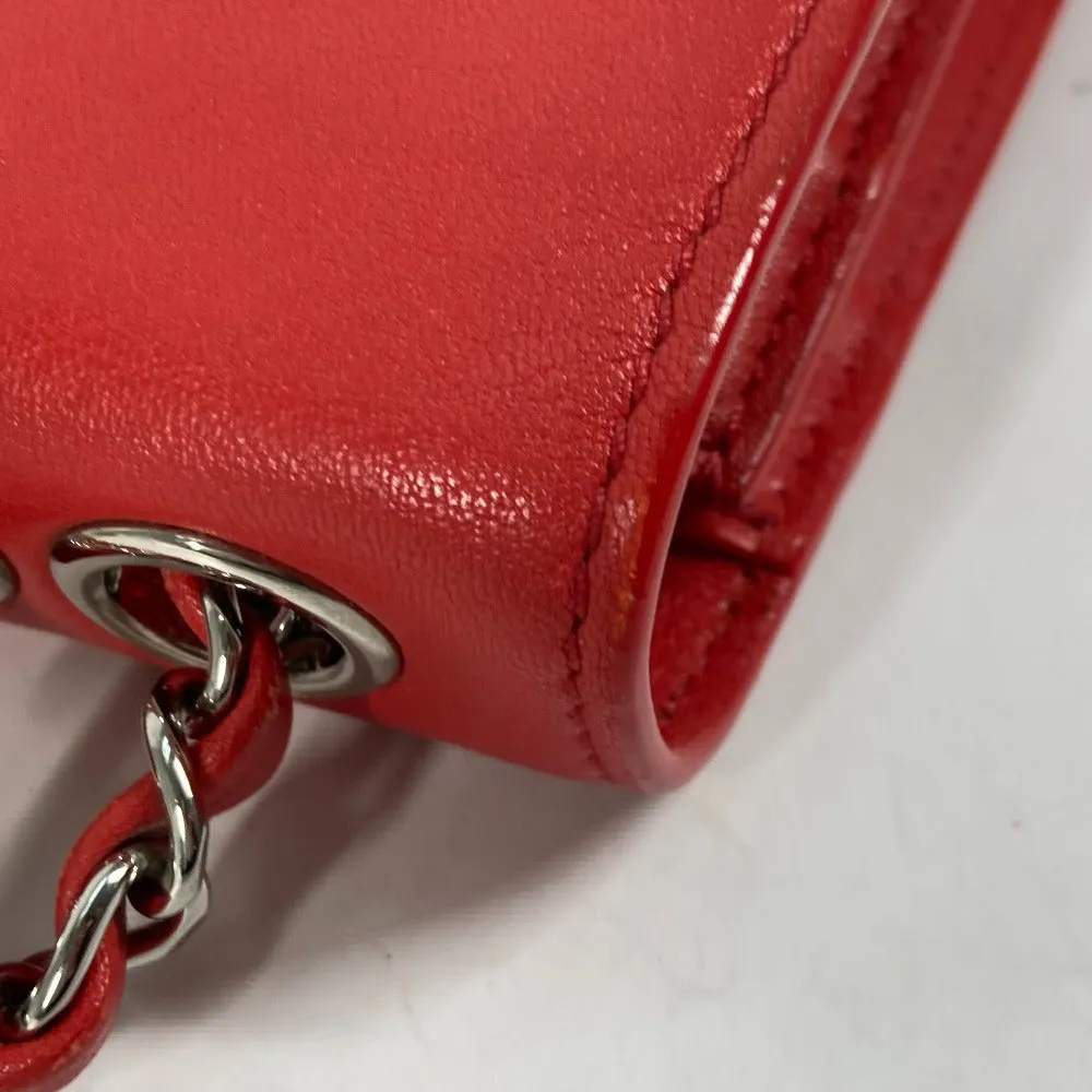 CHANEL Shoulder Bag leather Red WChain Double CC COCO Mark Women Used