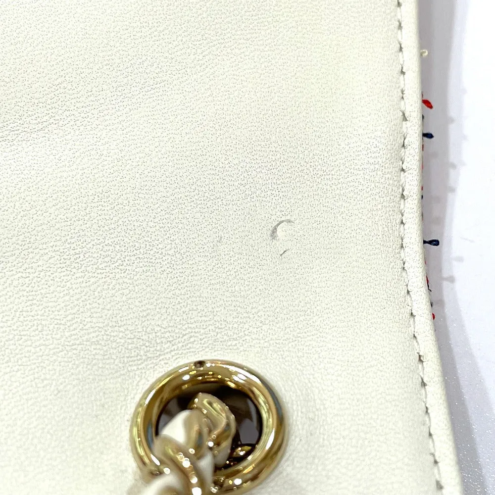 CHANEL Shoulder Bag Leather, Tweed White x red CC COCO Mark flap pochette Women Used