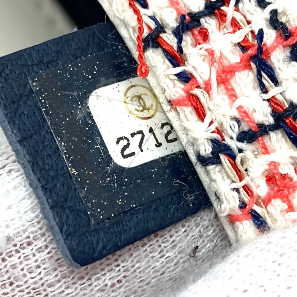 CHANEL Shoulder Bag Leather, Tweed White x red CC COCO Mark flap pochette Women Used