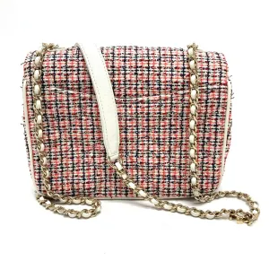 CHANEL Shoulder Bag Leather, Tweed White x red CC COCO Mark flap pochette Women Used