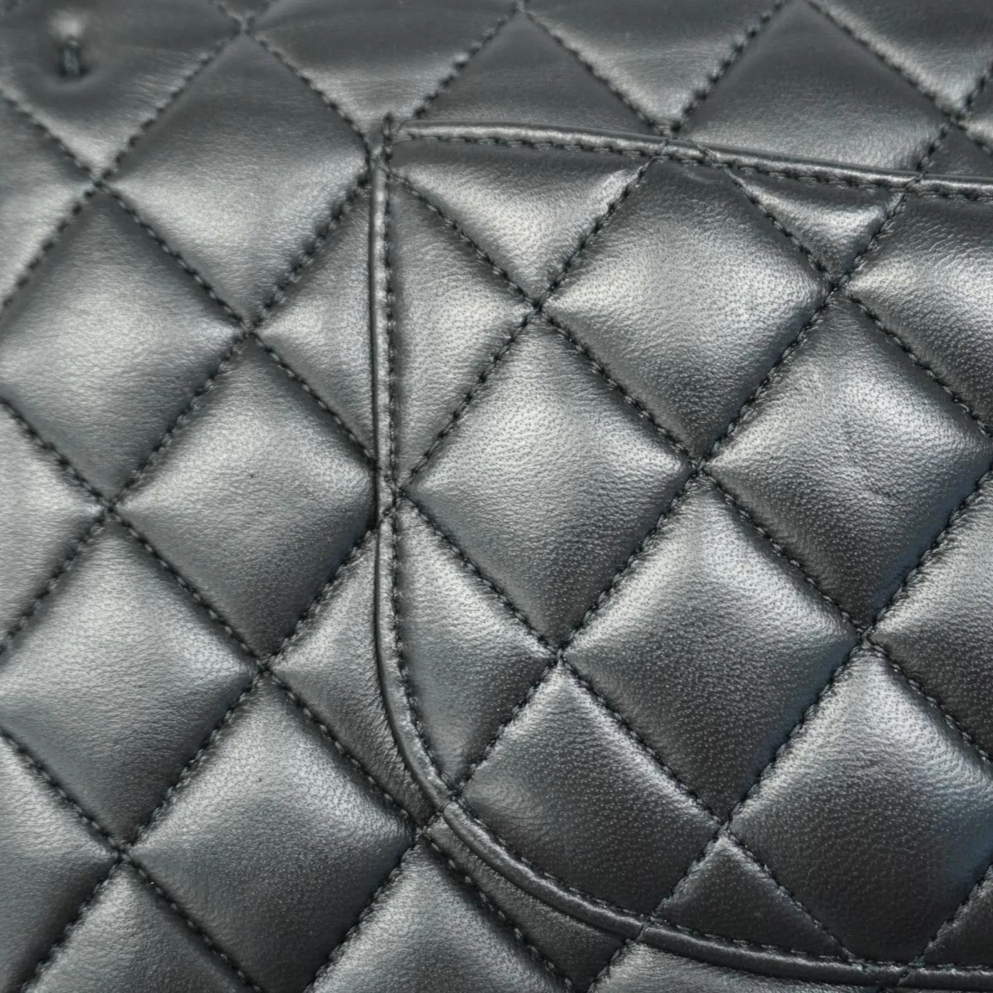 Chanel Shoulder Bag Matelasse W Flap Chain Lambskin Black Women's