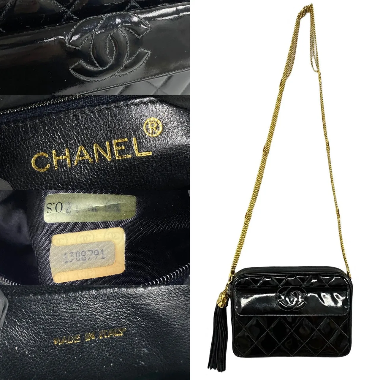 CHANEL Shoulder Bag Patent leather black COCO Mark Tassel Women Used
