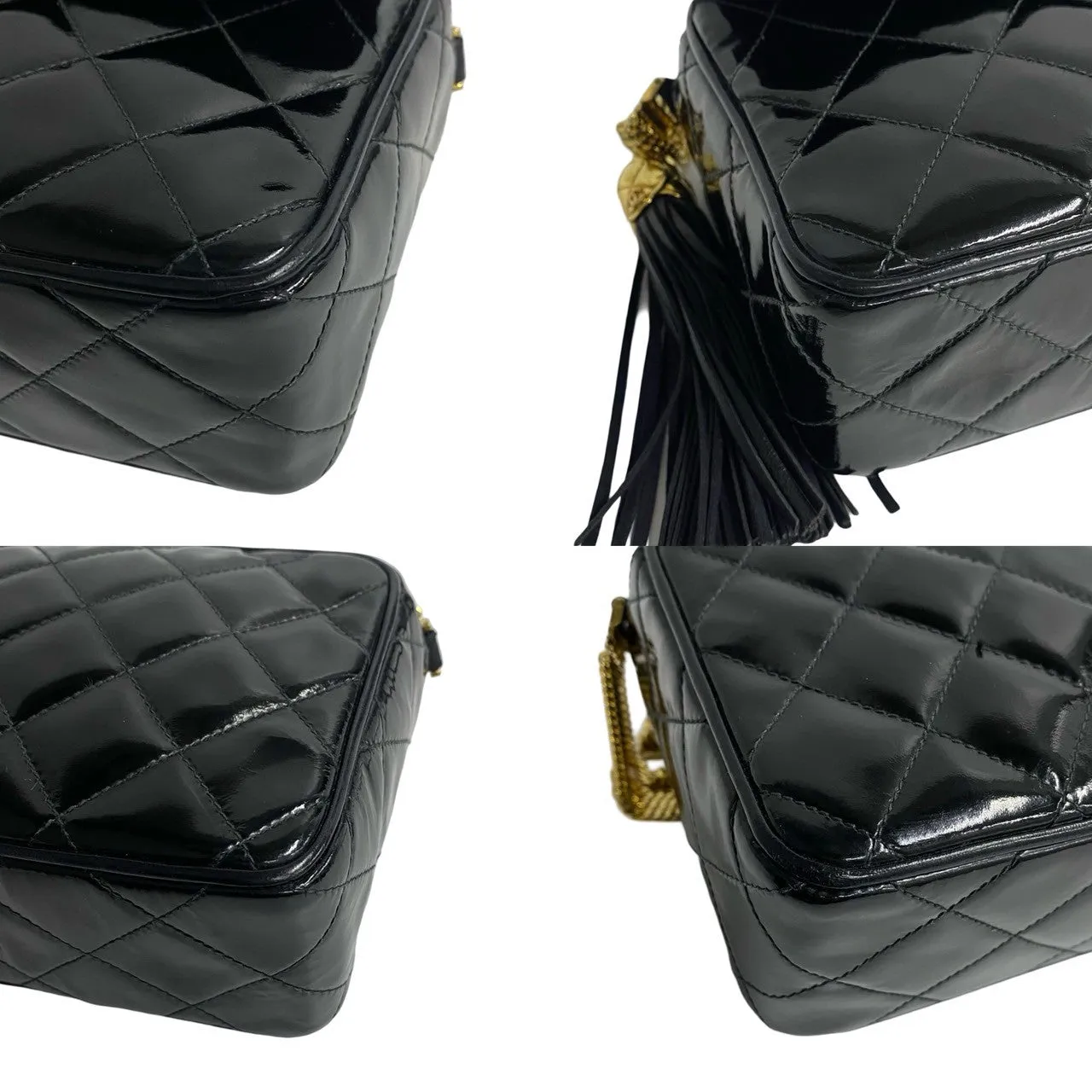 CHANEL Shoulder Bag Patent leather black COCO Mark Tassel Women Used