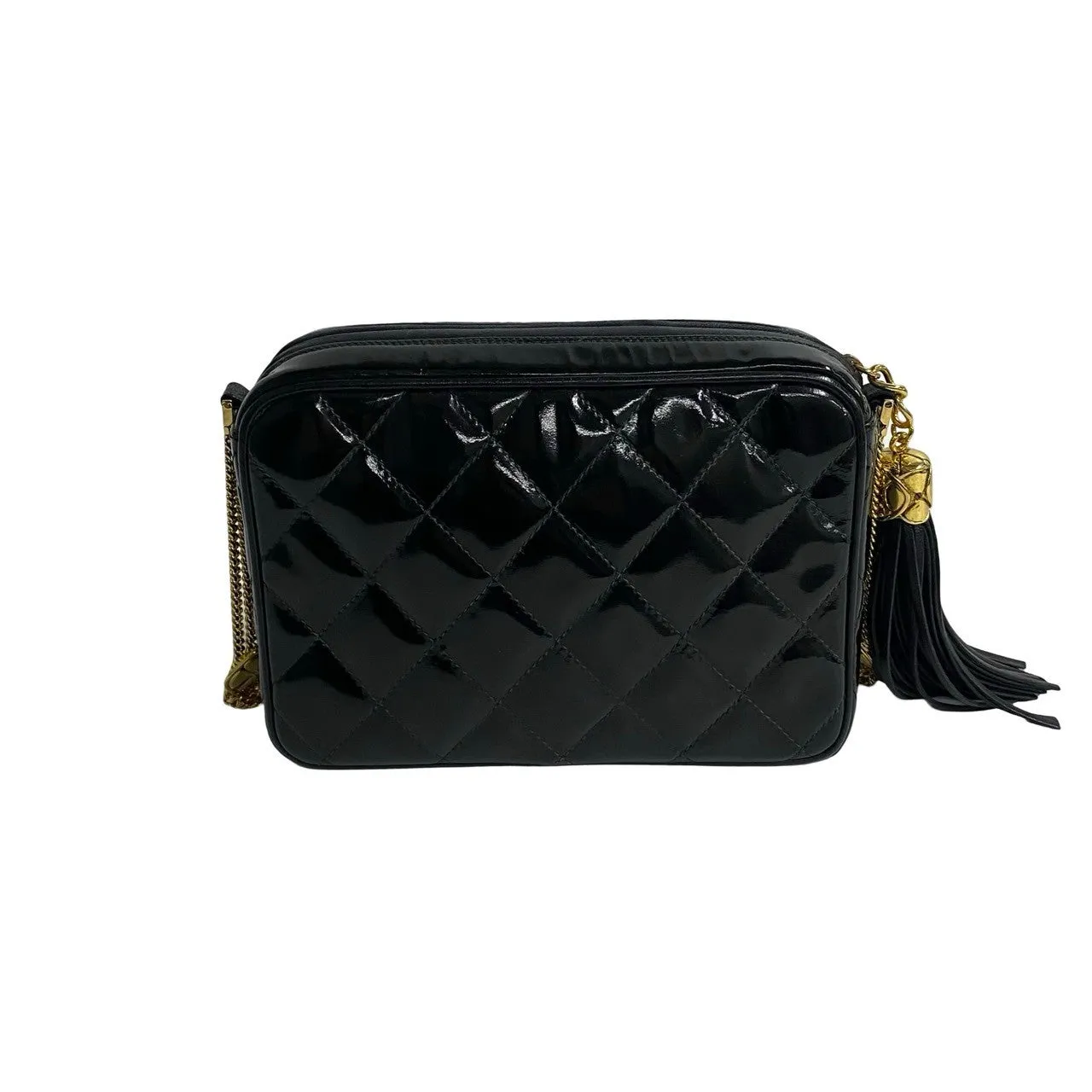 CHANEL Shoulder Bag Patent leather black COCO Mark Tassel Women Used