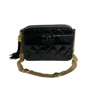 CHANEL Shoulder Bag Patent leather black COCO Mark Tassel Women Used