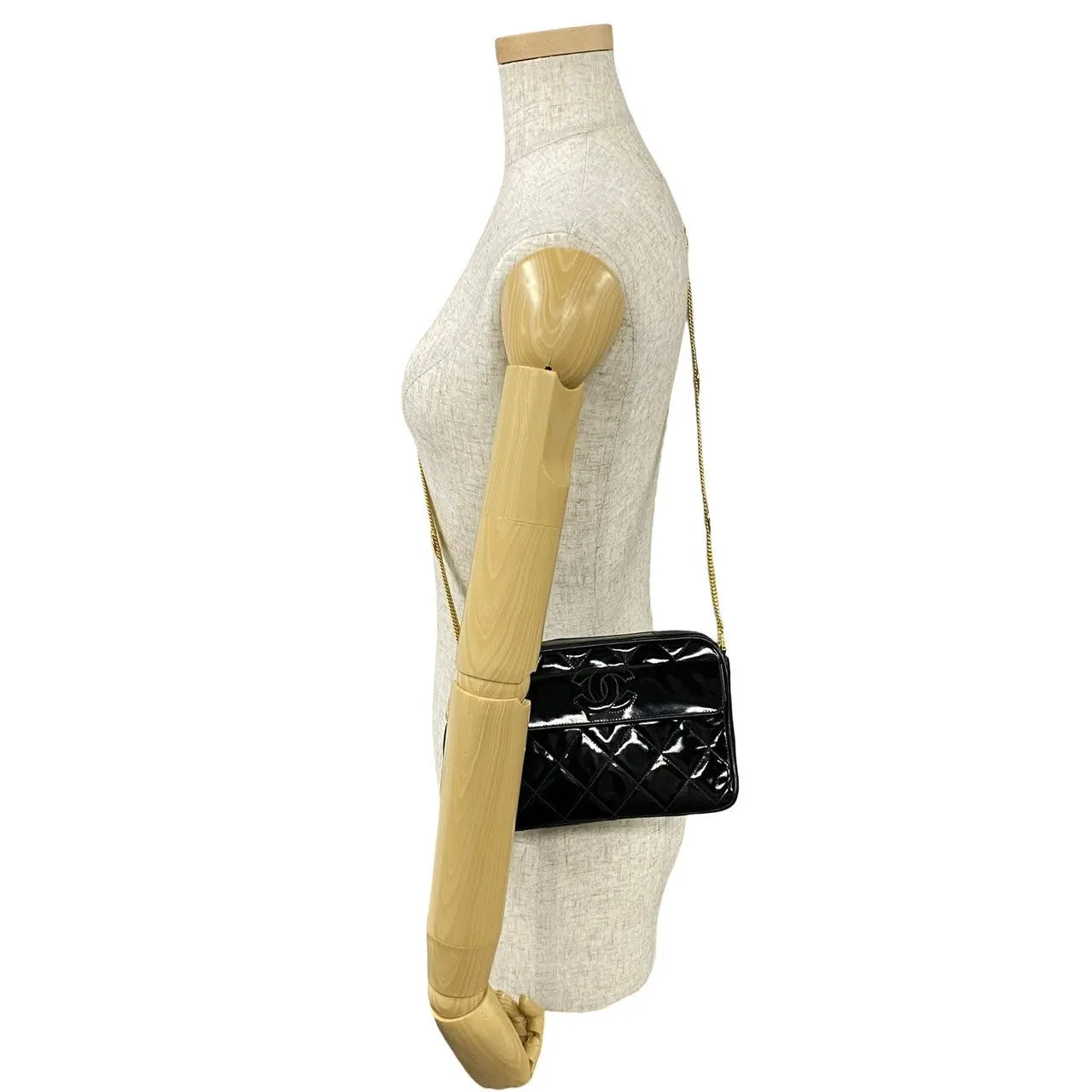 CHANEL Shoulder Bag Patent leather black COCO Mark Tassel Women Used