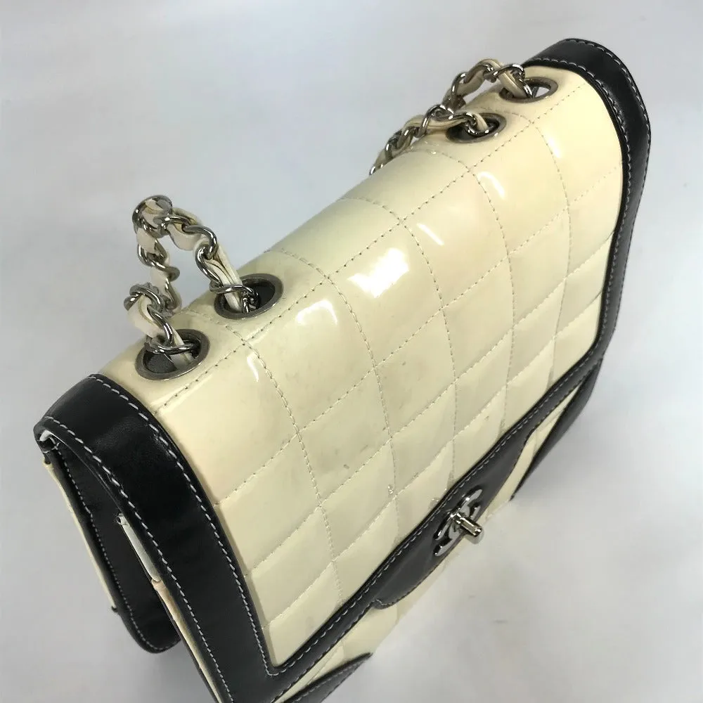 CHANEL Shoulder Bag Patent leather white COCO Mark CC Chocolate bar Women Used