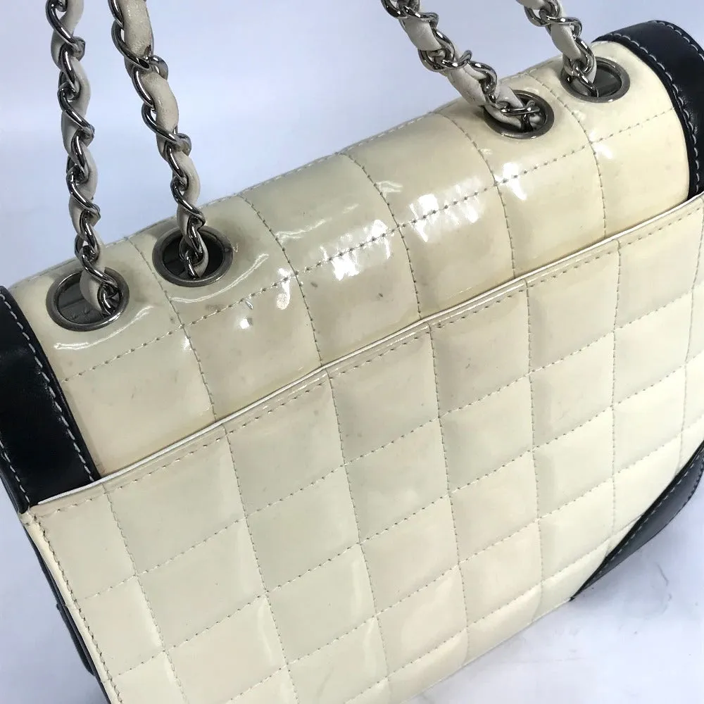 CHANEL Shoulder Bag Patent leather white COCO Mark CC Chocolate bar Women Used