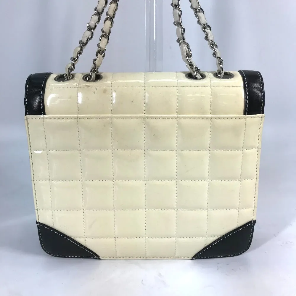 CHANEL Shoulder Bag Patent leather white COCO Mark CC Chocolate bar Women Used