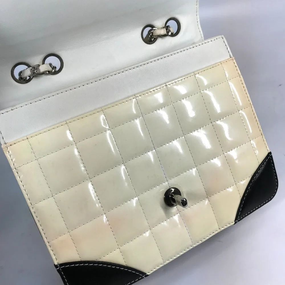 CHANEL Shoulder Bag Patent leather white COCO Mark CC Chocolate bar Women Used