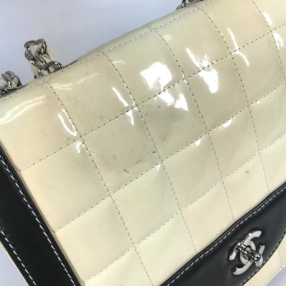 CHANEL Shoulder Bag Patent leather white COCO Mark CC Chocolate bar Women Used