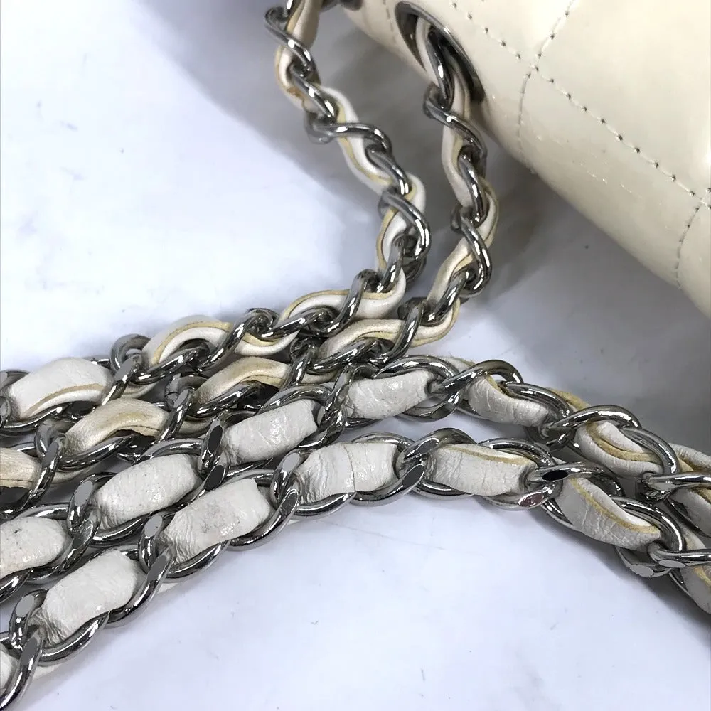 CHANEL Shoulder Bag Patent leather white COCO Mark CC Chocolate bar Women Used