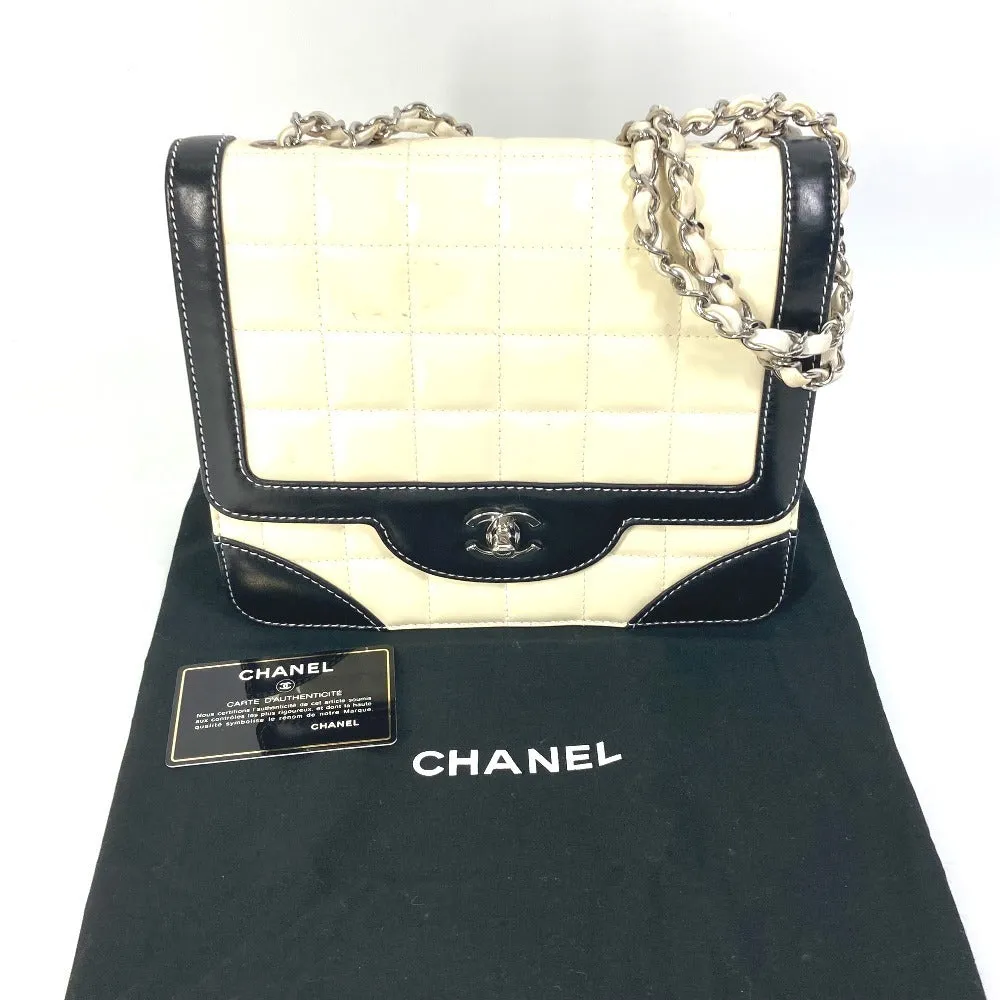 CHANEL Shoulder Bag Patent leather white COCO Mark CC Chocolate bar Women Used