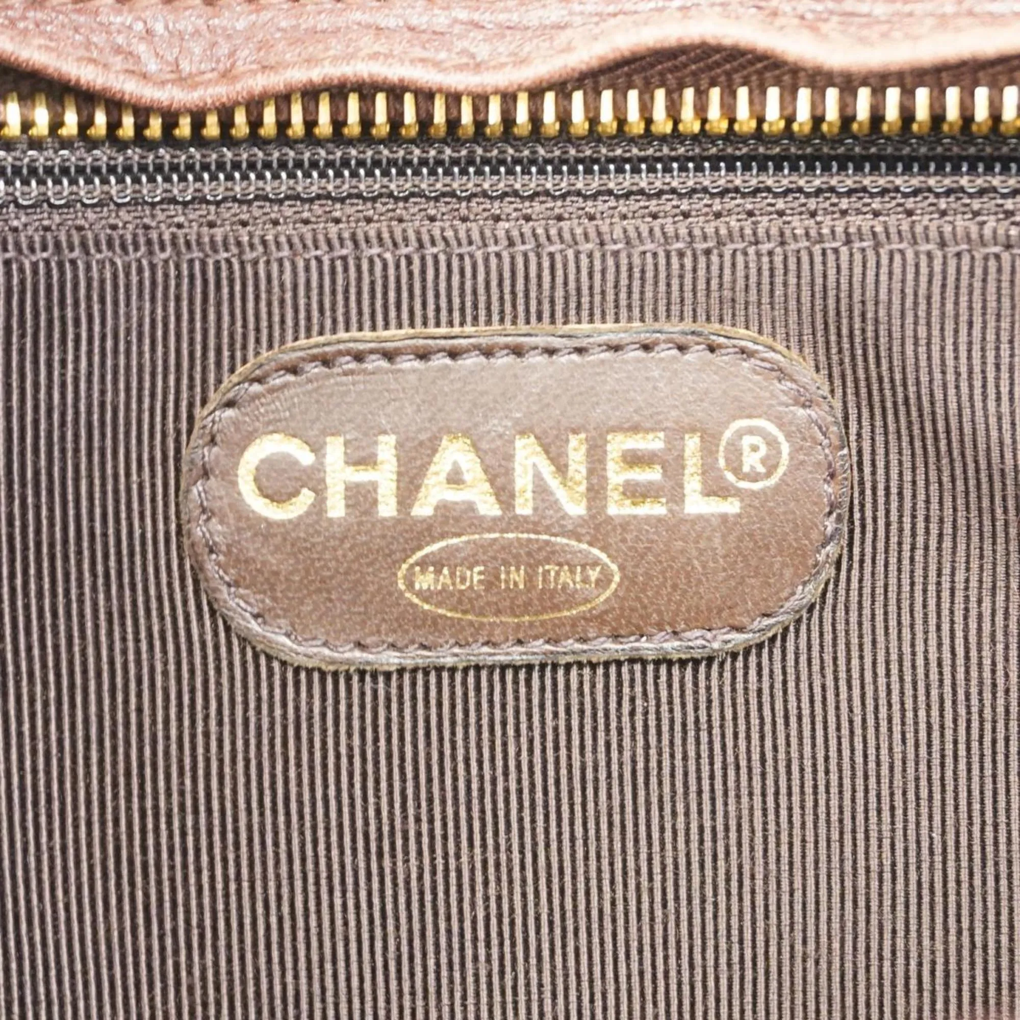 Chanel Shoulder Bag Triple Coco Chain Caviar Skin Brown Women's