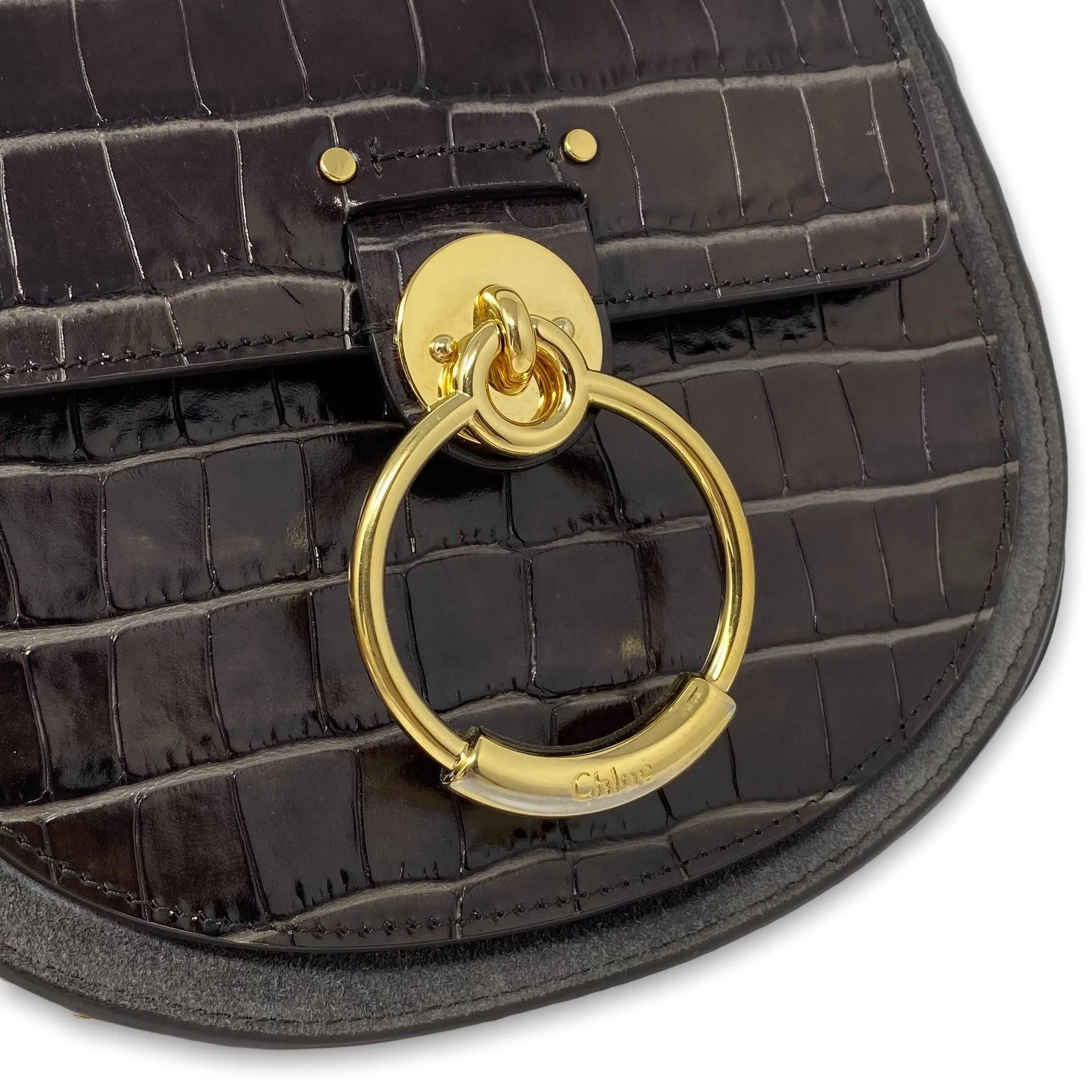 Chlo?? Chocolate Croc Small Tess Bag