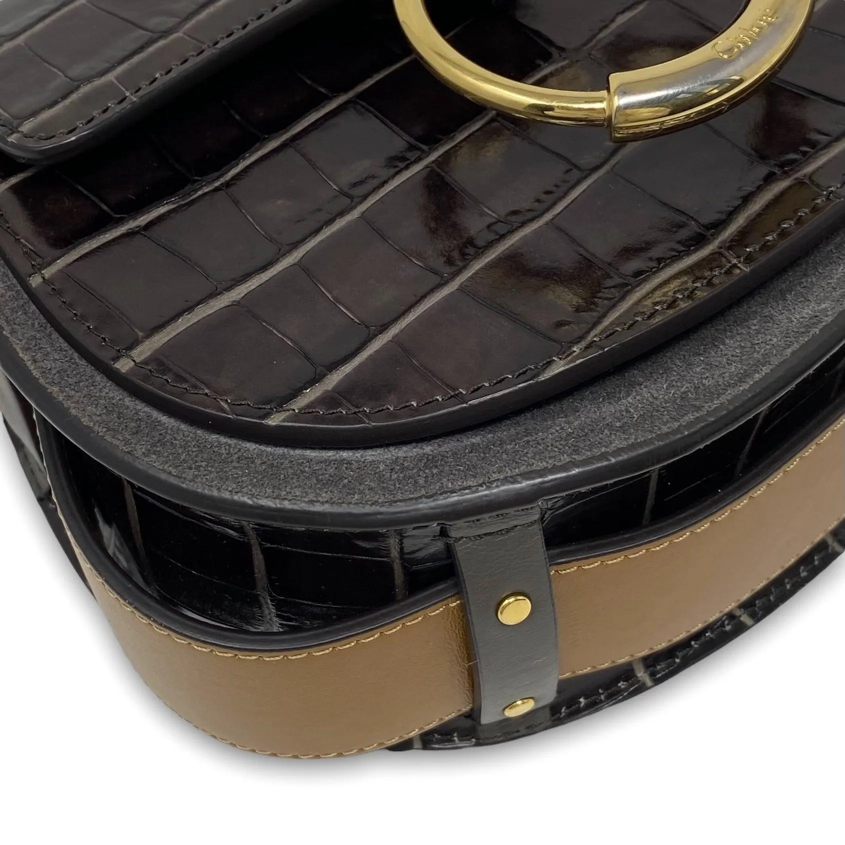 Chlo?? Chocolate Croc Small Tess Bag