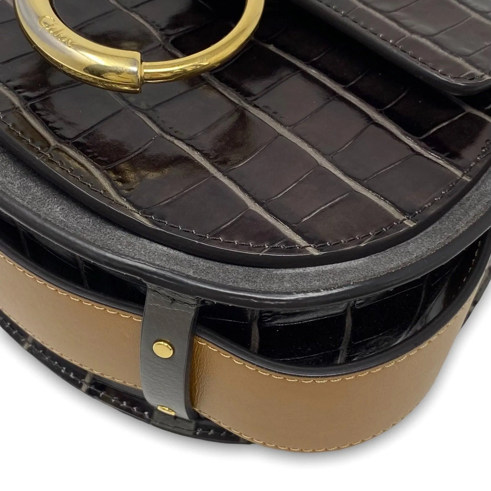Chlo?? Chocolate Croc Small Tess Bag