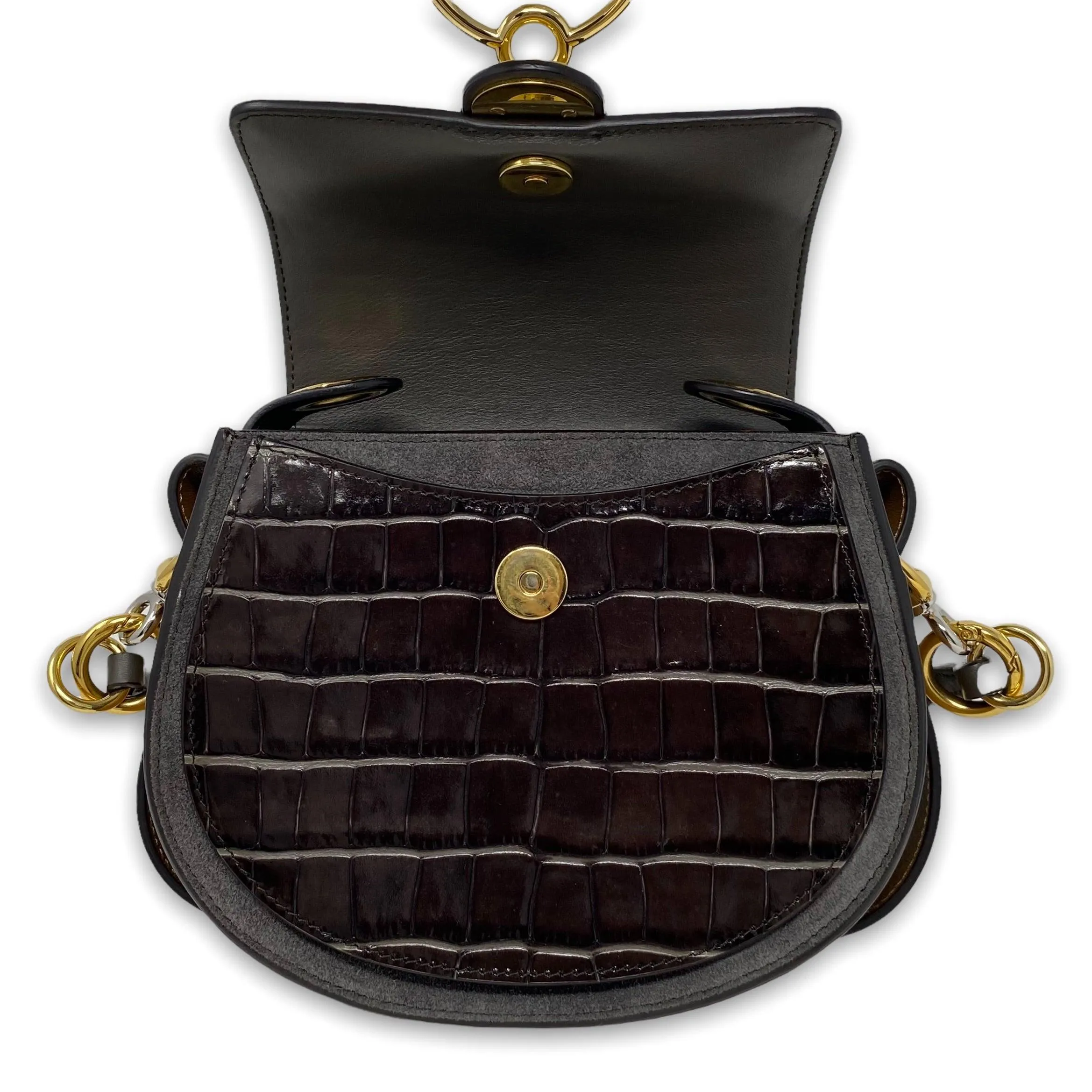 Chlo?? Chocolate Croc Small Tess Bag