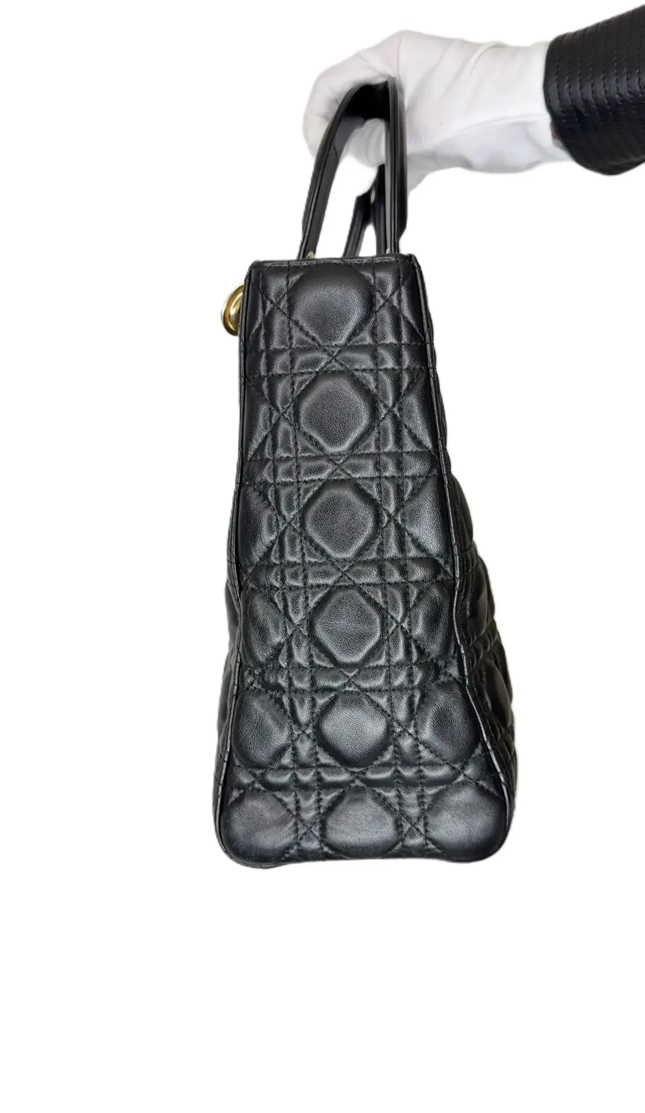 Christian Dior Large Cannage Lady Dior Bag w/ Strap - Black Totes B18-2