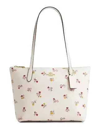 Coach Fiona Zip Tote Bag With Heart Print