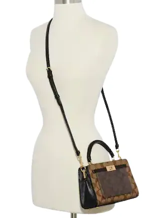 Coach Mini Lane Top Handle In Blocked Signature Canvas