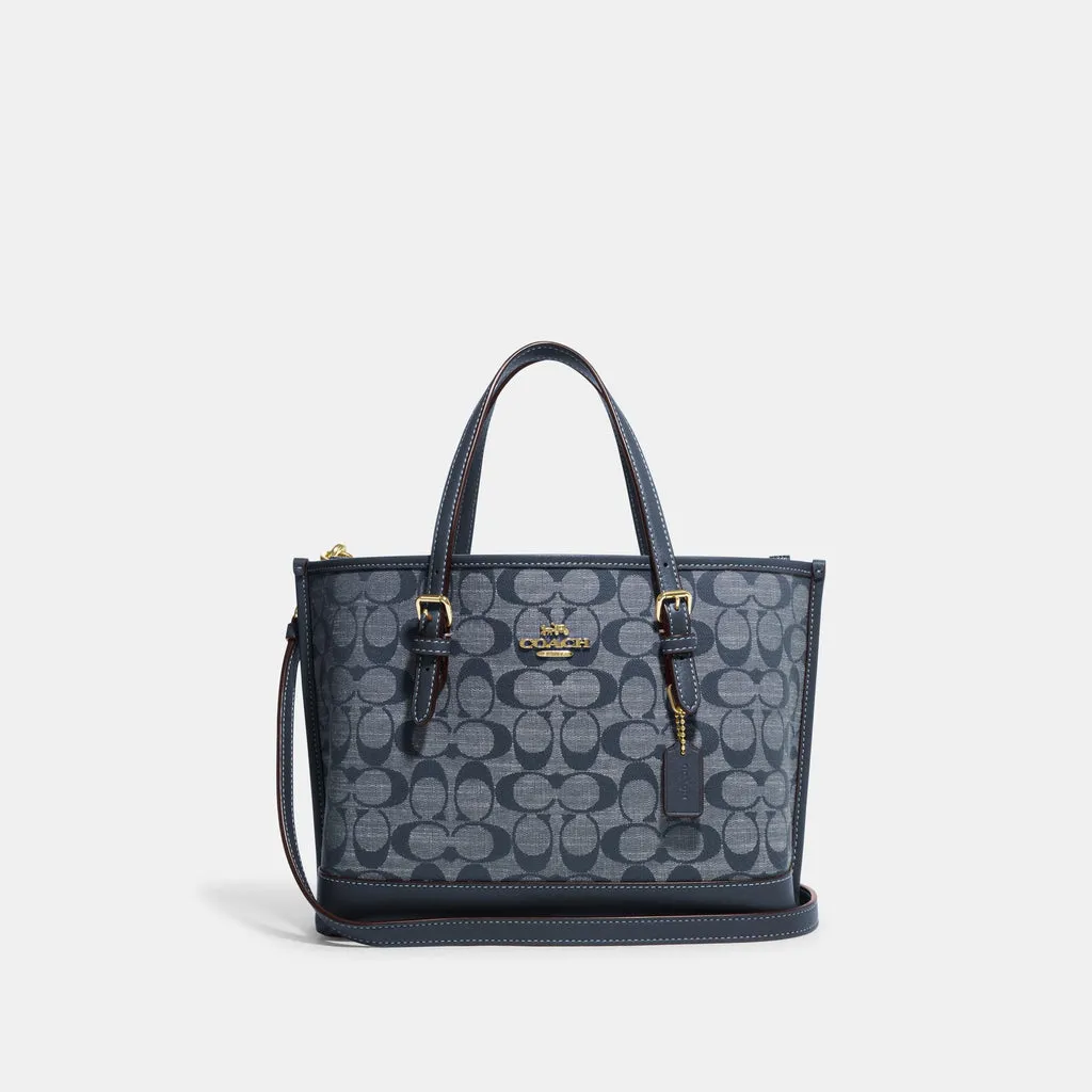 C.O.A.C.H Mollie Tote 25 In Signature Chambray Bag