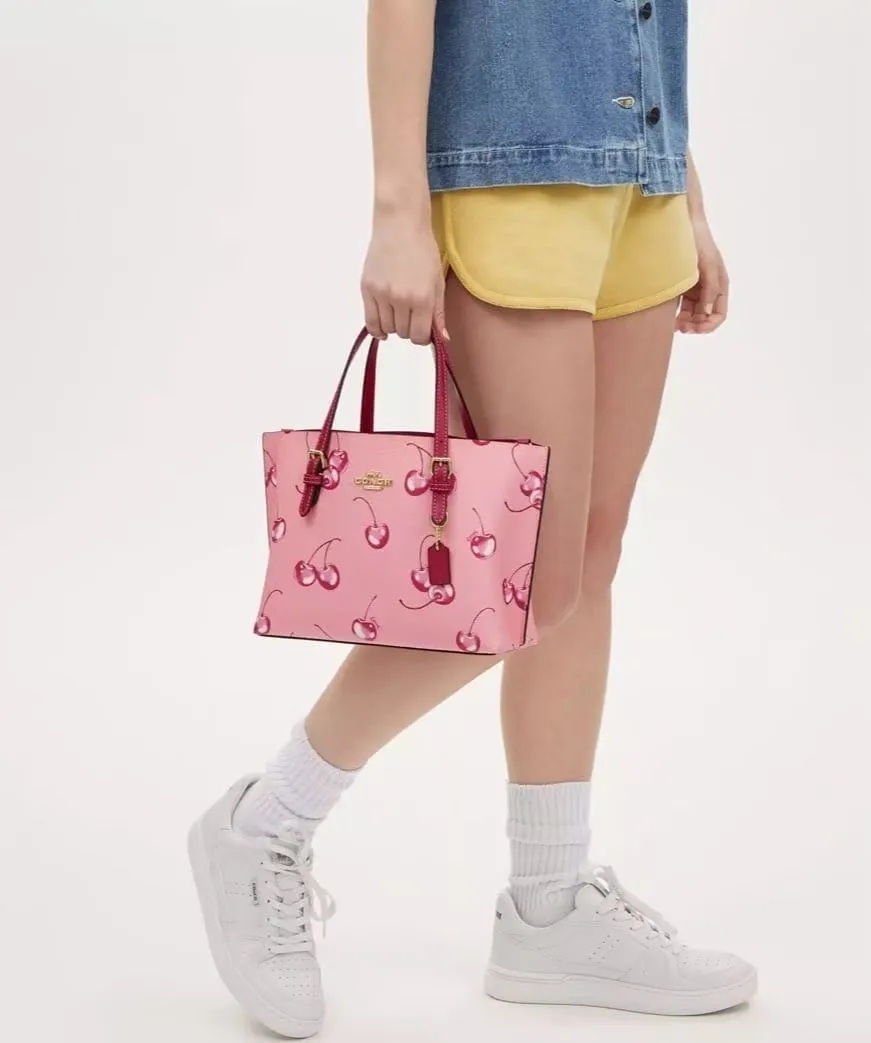 Coach Mollie Tote Bag 25 With Cherry Print