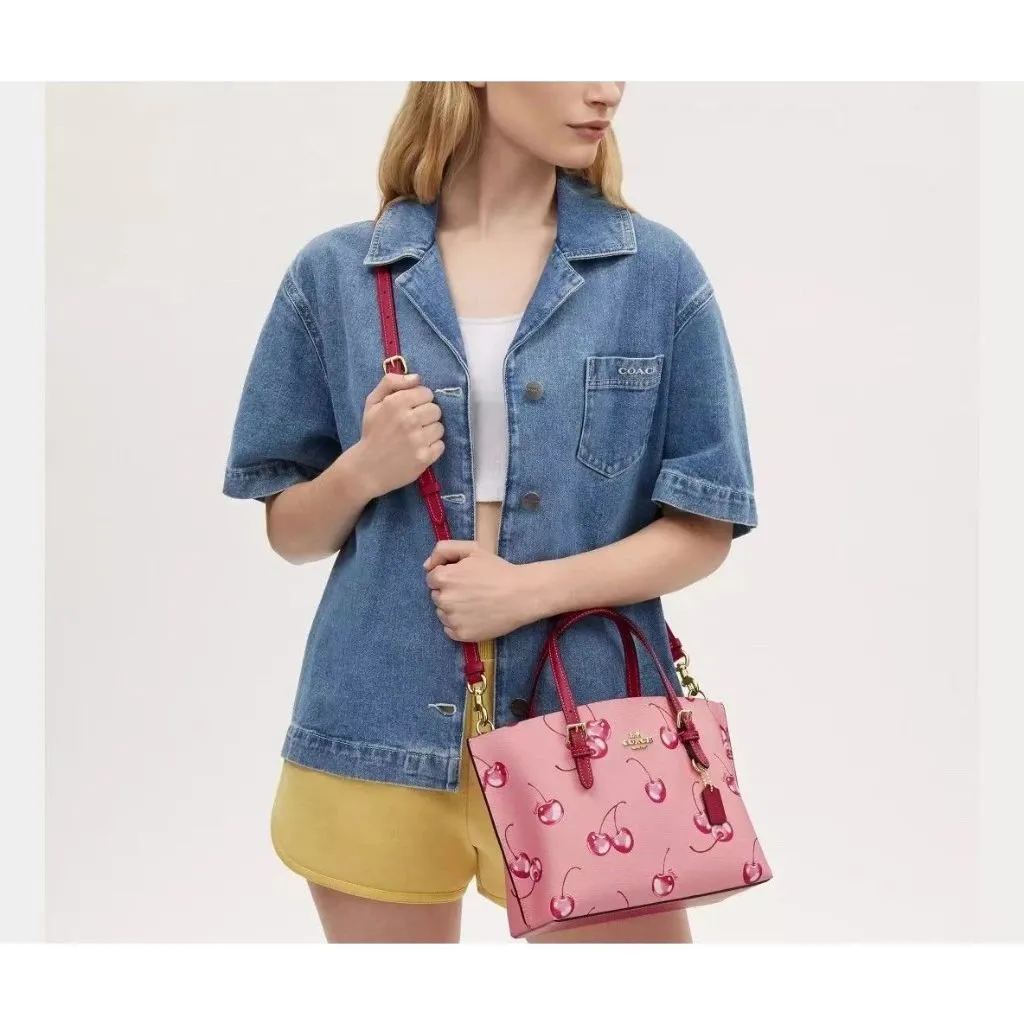 Coach Mollie Tote Bag 25 With Cherry Print