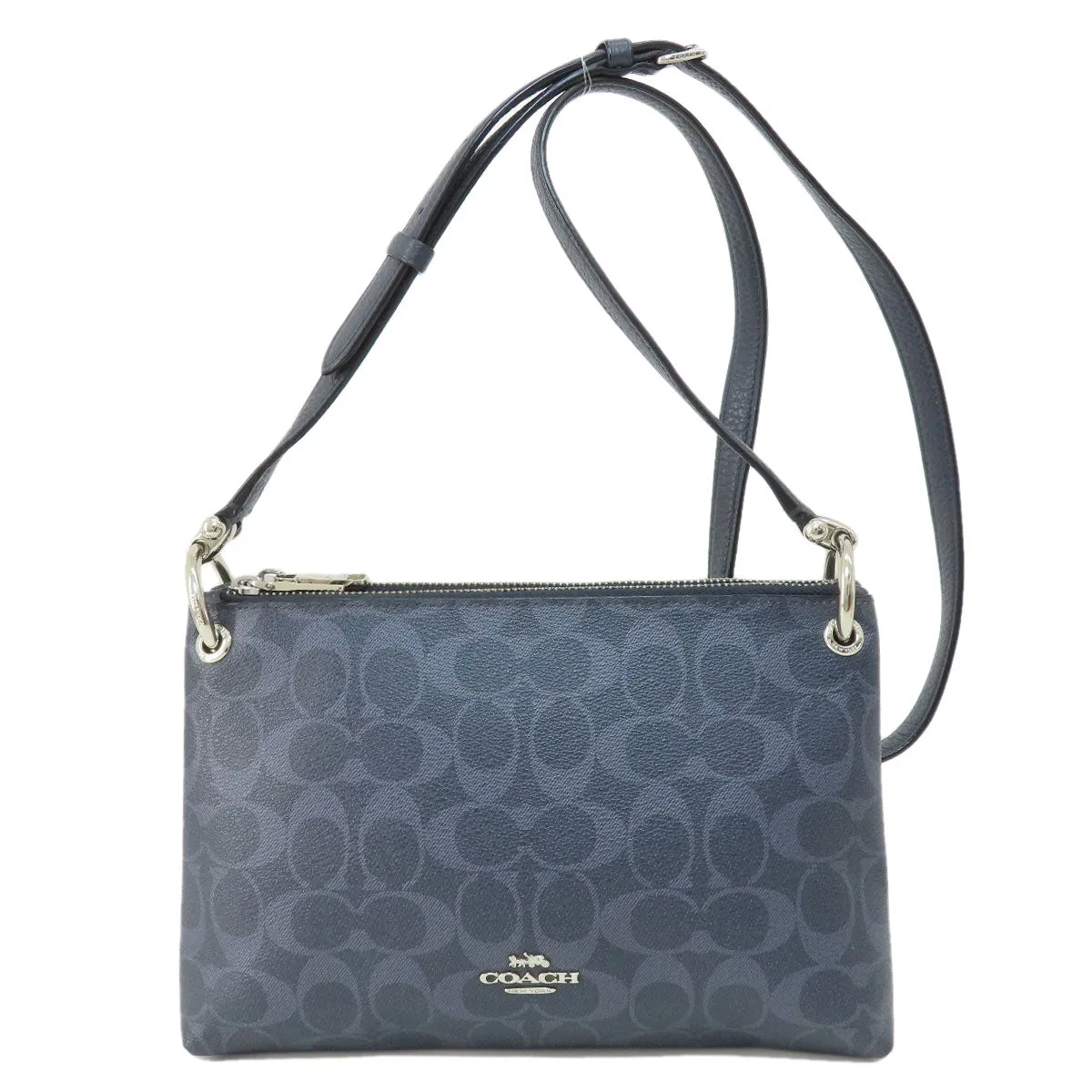 COACH Shoulder Bag 91511 PVC Navy logo Women Used