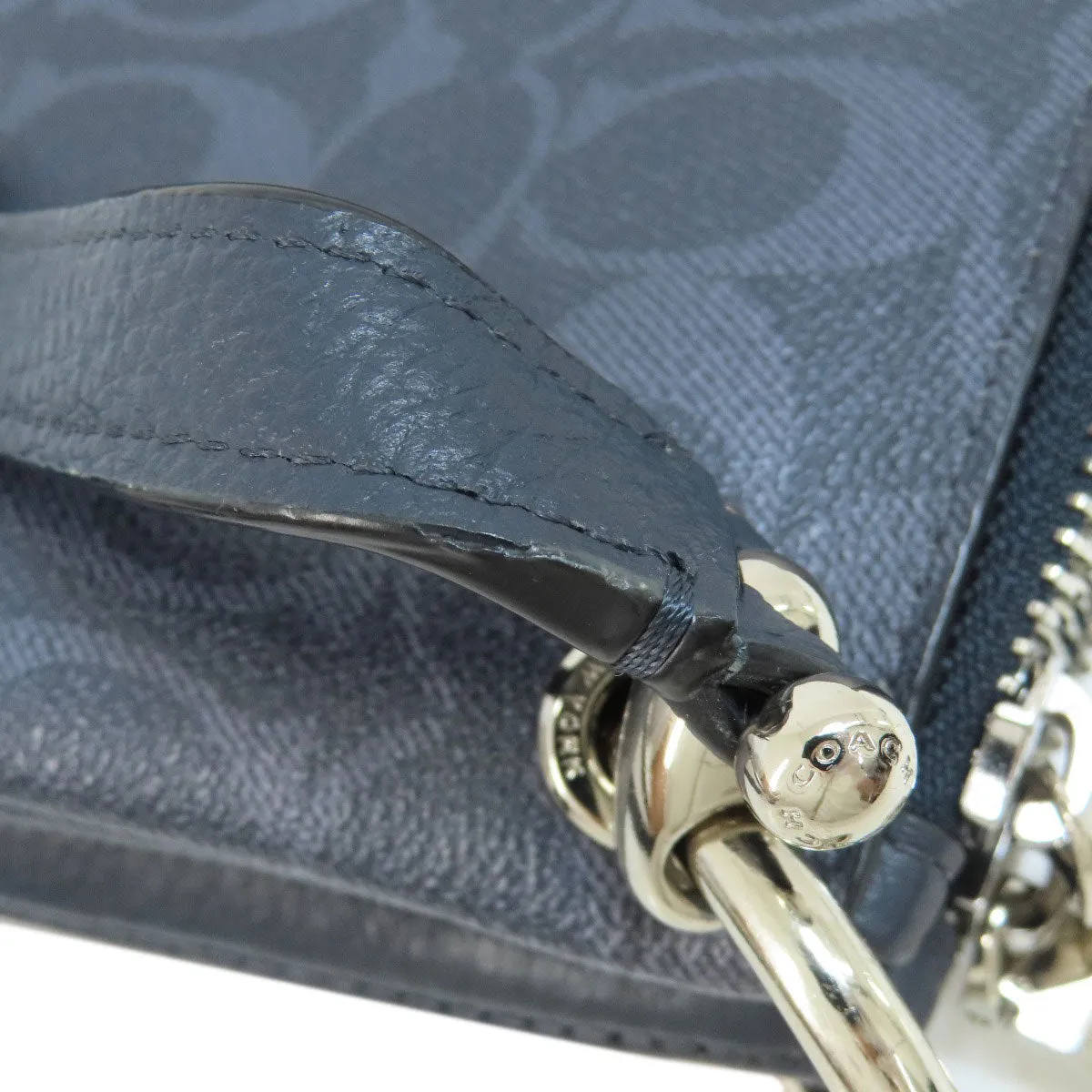 COACH Shoulder Bag 91511 PVC Navy logo Women Used