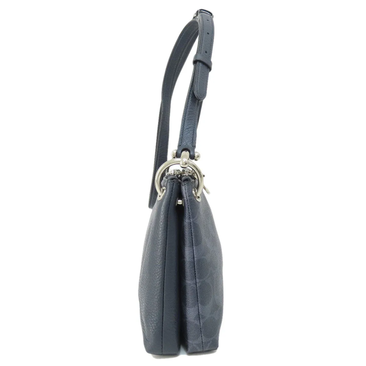 COACH Shoulder Bag 91511 PVC Navy logo Women Used
