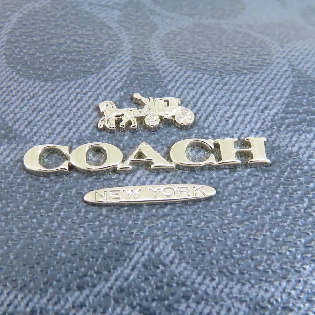 COACH Shoulder Bag 91511 PVC Navy logo Women Used