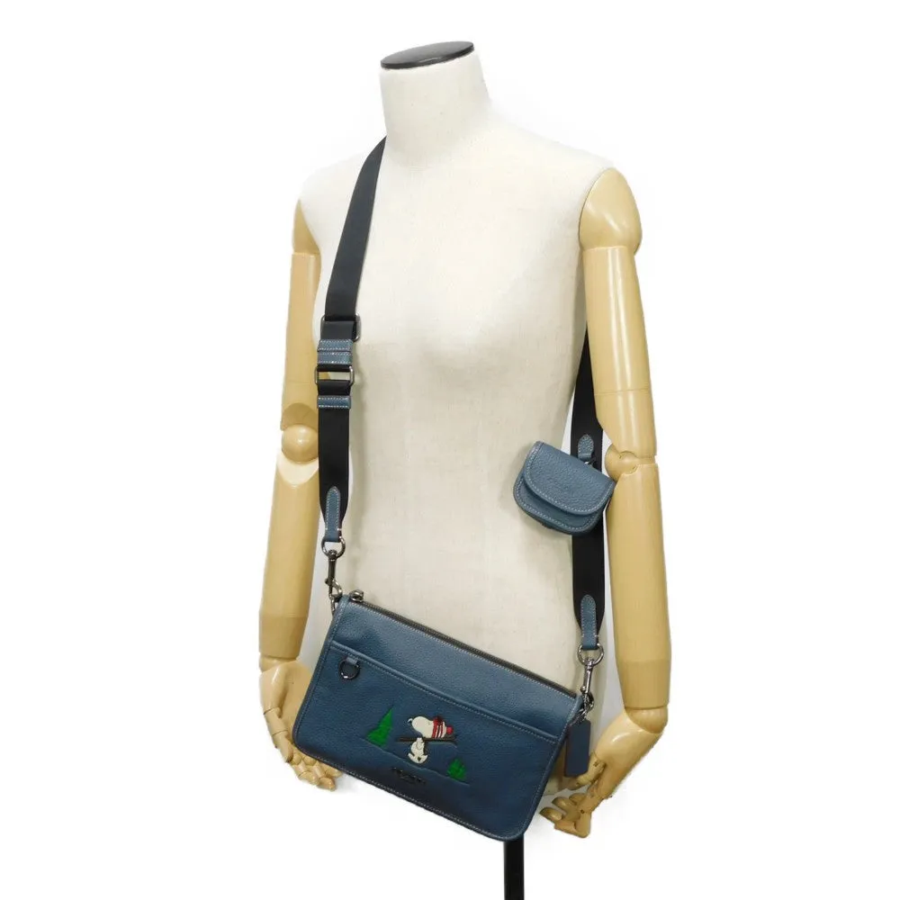 COACH Shoulder Bag CE710 Refined pebble leather (embossed) Denim Multi Peanuts Snoopy Heritage Convertible Crossbody
