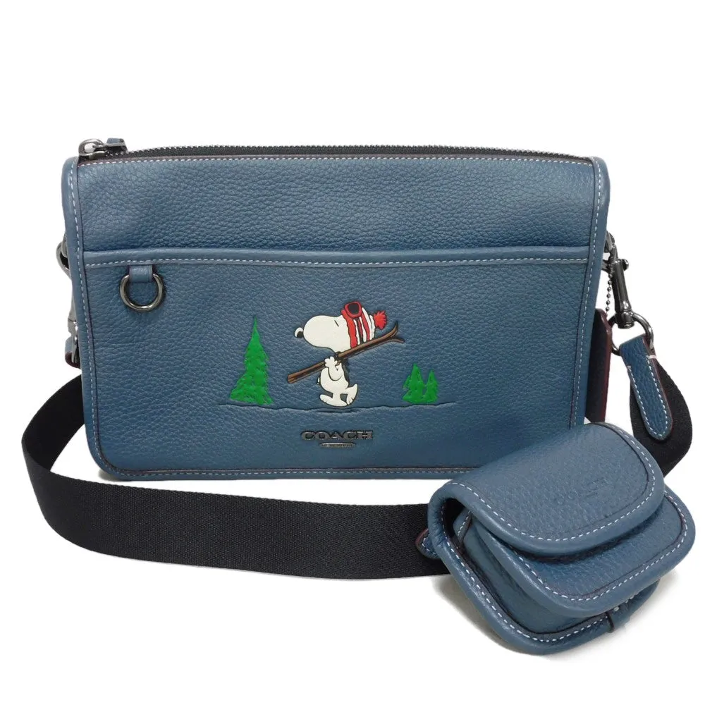 COACH Shoulder Bag CE710 Refined pebble leather (embossed) Denim Multi Peanuts Snoopy Heritage Convertible Crossbody