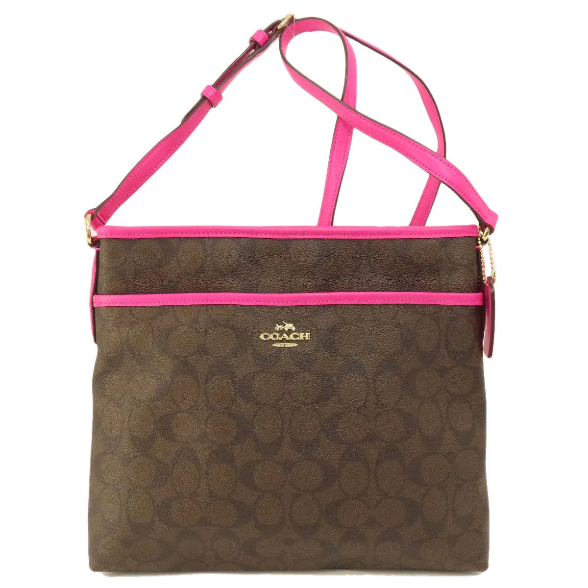 COACH Shoulder Bag F23866 PVC, Leather Brown Long Shoulder Signature Women Used