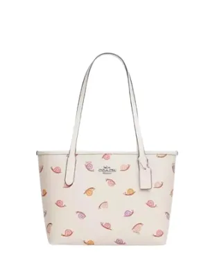 Coach Small City Tote With Snail Print