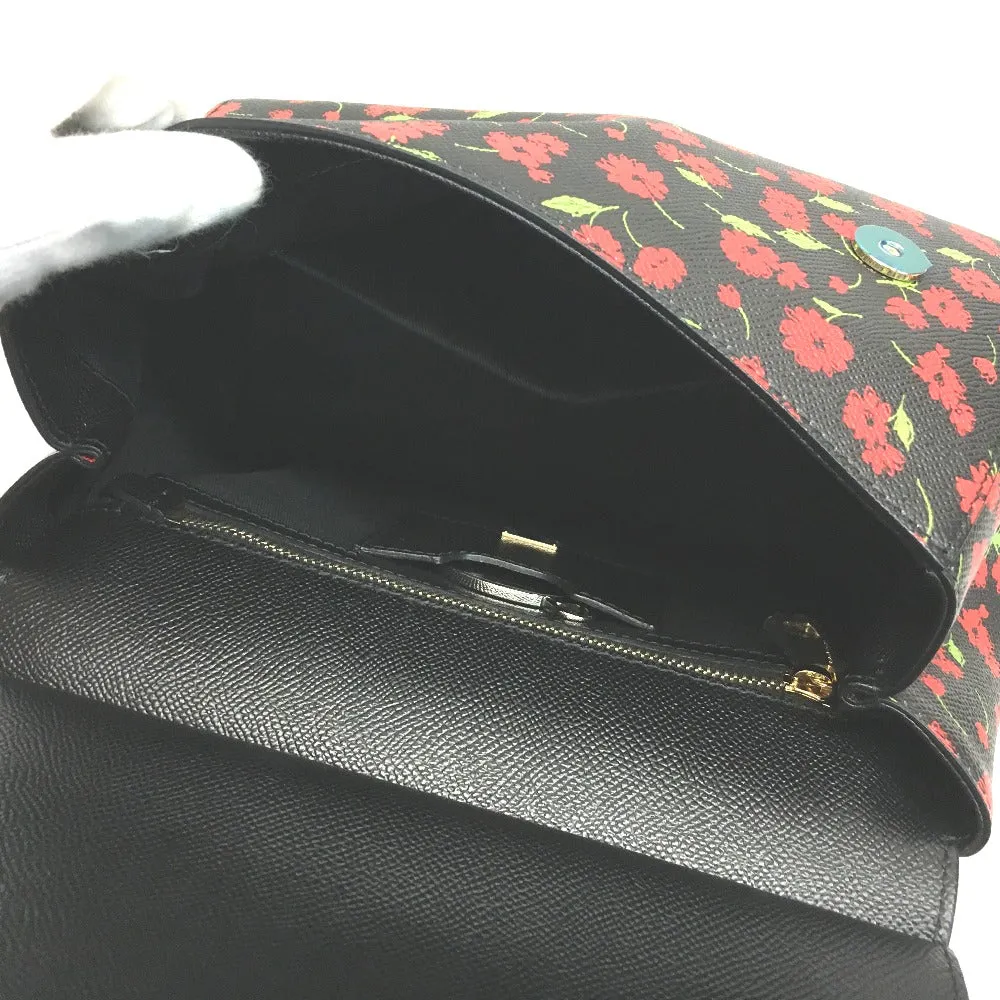 DOLCE&GABBANA Shoulder Bag leather Black x red x green Flower flower pattern Sicily Women Used