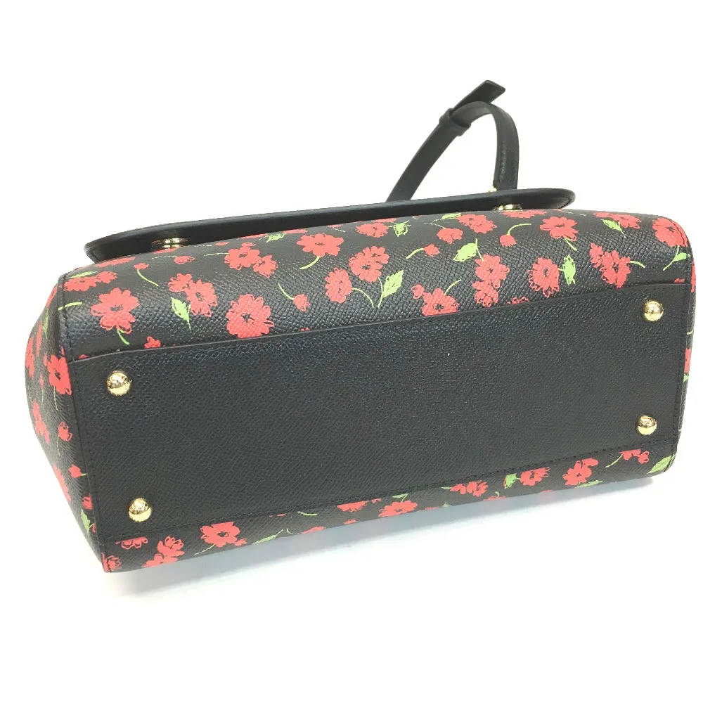 DOLCE&GABBANA Shoulder Bag leather Black x red x green Flower flower pattern Sicily Women Used