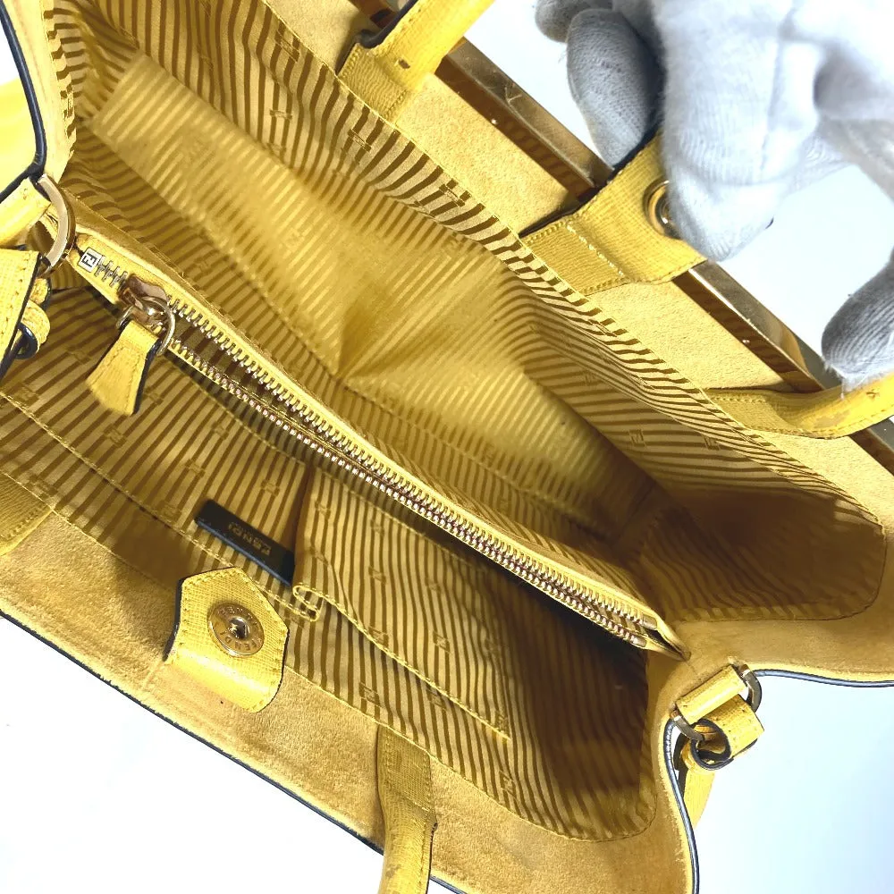 FENDI Handbag 8BH250 leather yellow Shoulder Bag Shoulder Bag Tote Bag To joule