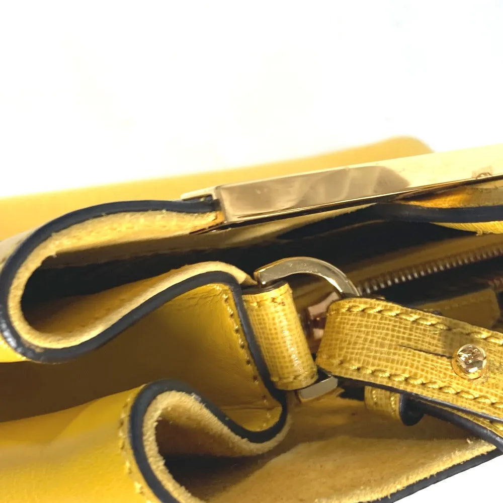 FENDI Handbag 8BH250 leather yellow Shoulder Bag Shoulder Bag Tote Bag To joule