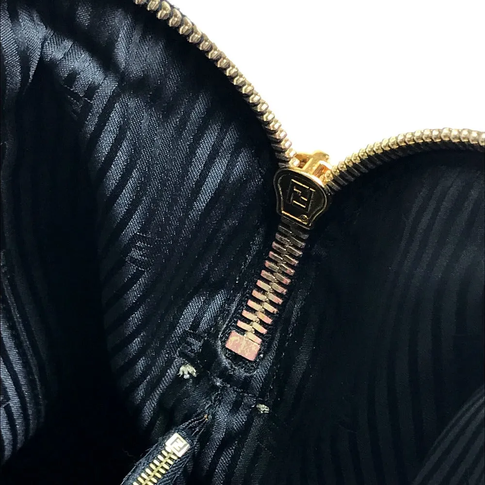 FENDI Handbag Canvas / patent leather Black type Enamel Crossbody Shoulder chameleon Women Used