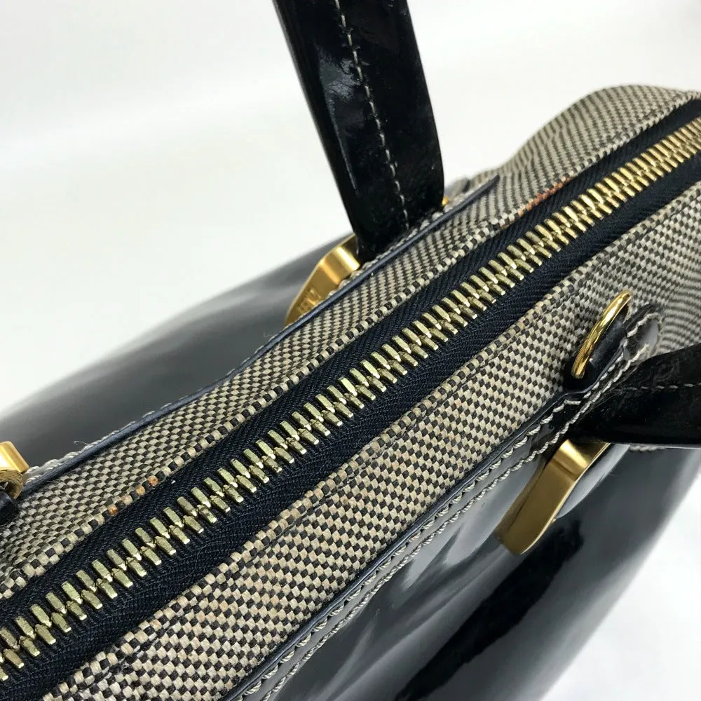 FENDI Handbag Canvas / patent leather Black type Enamel Crossbody Shoulder chameleon Women Used