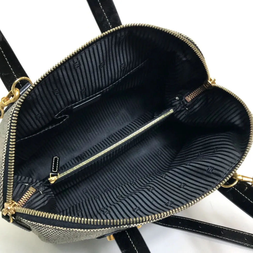 FENDI Handbag Canvas / patent leather Black type Enamel Crossbody Shoulder chameleon Women Used