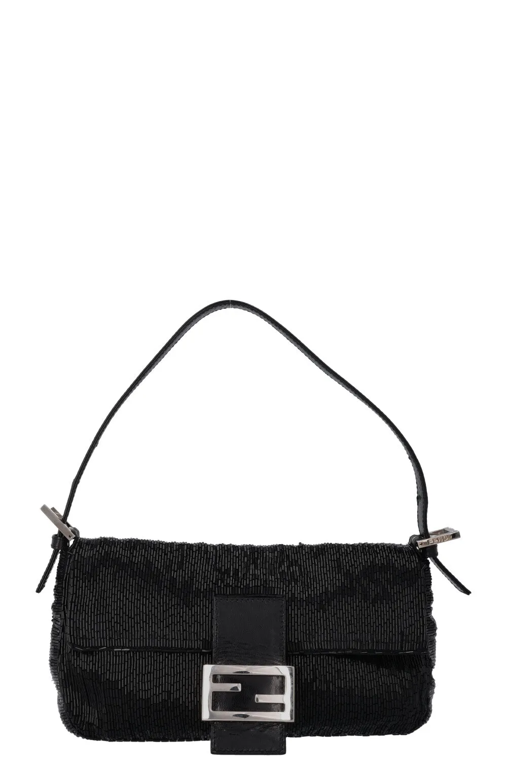 FENDI Sequin Baguette Shoulder Bag Black