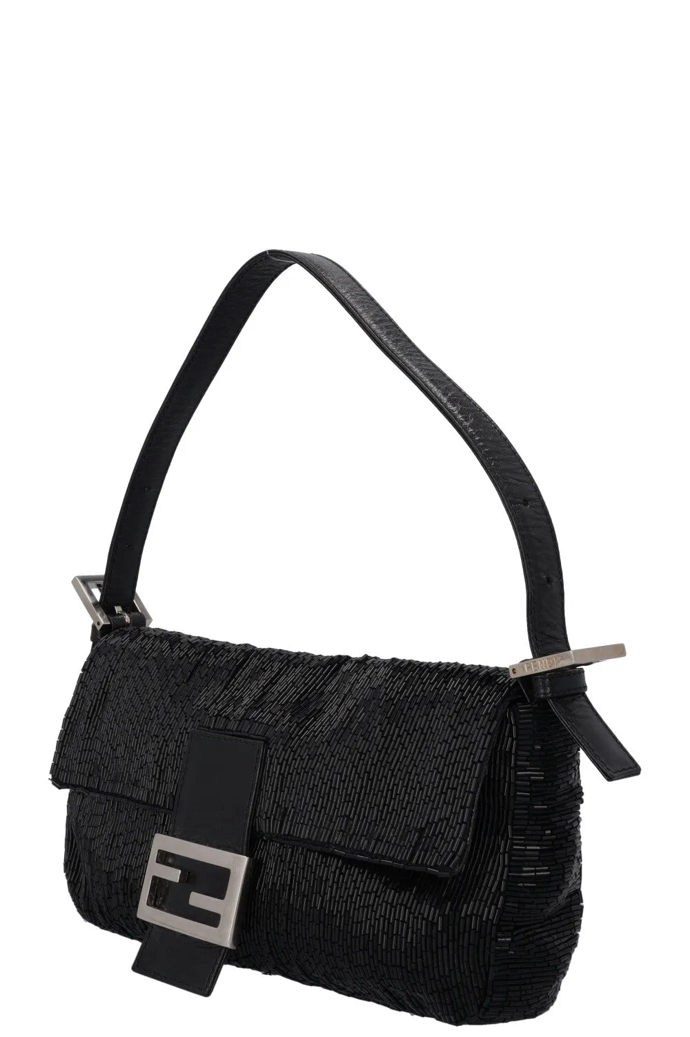 FENDI Sequin Baguette Shoulder Bag Black
