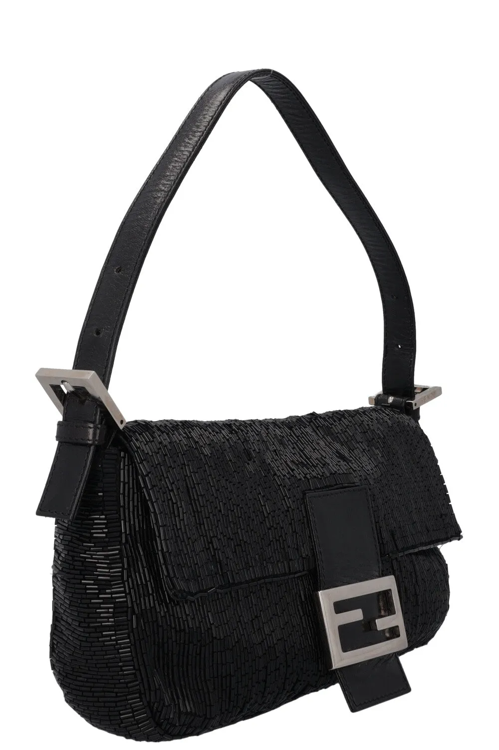 FENDI Sequin Baguette Shoulder Bag Black