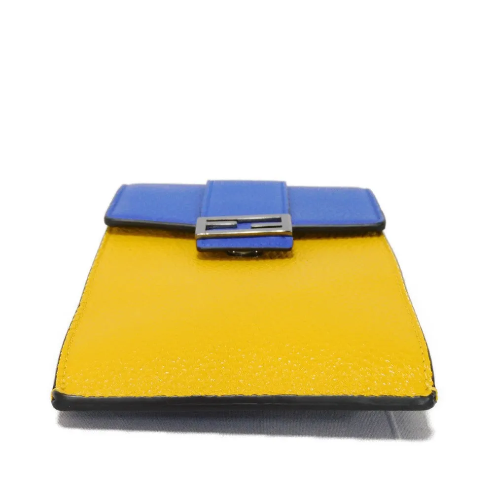 FENDI Shoulder Bag 7AS120 E1C  F1H8N Calf leather (embossed) Blue x Yellow x Red FF logo F is forever phone holder