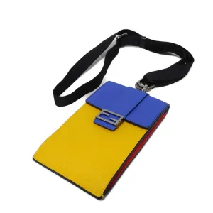 FENDI Shoulder Bag 7AS120 E1C  F1H8N Calf leather (embossed) Blue x Yellow x Red FF logo F is forever phone holder